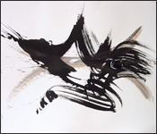 Another black ink abstract calligraphy painting that also looks like ocean waves.