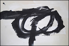 modern art black ink brush painting