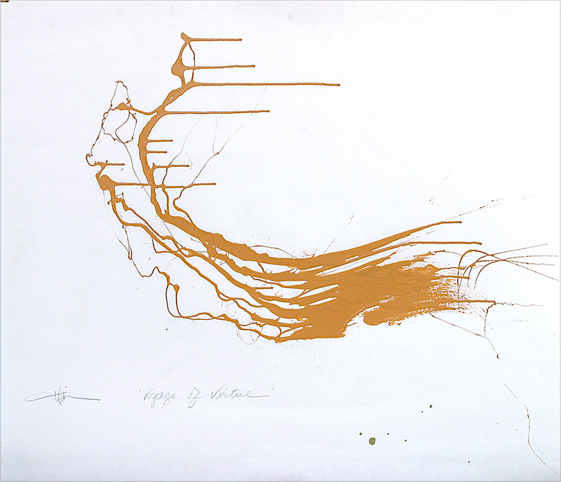 example of an abstract gestural painting which looks like a profile of a female head, neck, and torso by artist Brenda Heim
